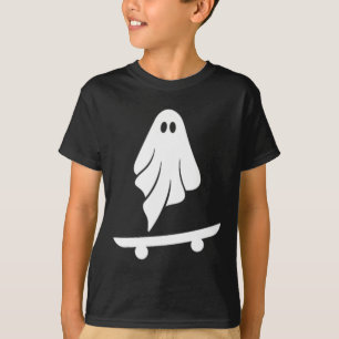 Ghost Skateboard Lazy Halloween Costume Funny Skat T-Shirt