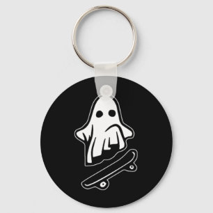 Ghost Skateboarding Halloween Costume Funny Ghoul Key Ring