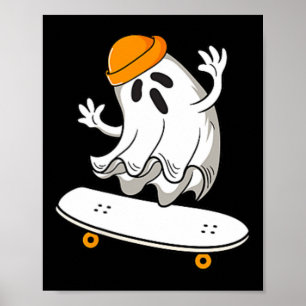 Ghost Skateboarding Halloween Skateboard Shirt Men Poster