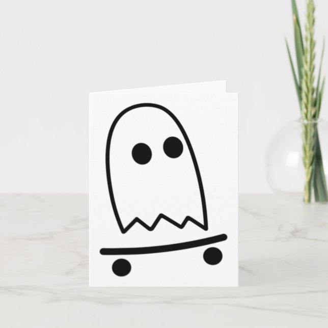 Ghost Skateboarding Lazy Halloween Costume Fun Ska Card (Front)