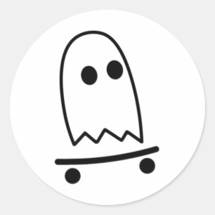 Ghost Skateboarding Lazy Halloween Costume Fun Ska Classic Round Sticker