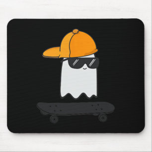 Ghost Skateboarding Lazy Halloween Costume Funny S Mouse Mat