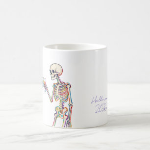 Ghost Skeleton Cheers Halloween Custom Text Coffee Mug