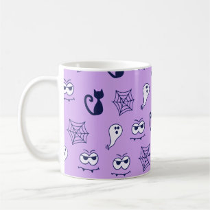 Ghost, Spiderwebs and Black Cats Purple Coffee Mug