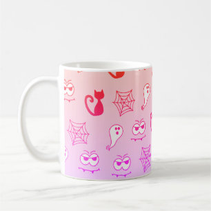 Ghost, Spiderwebs and Black Cats Rainbow Pink Coffee Mug