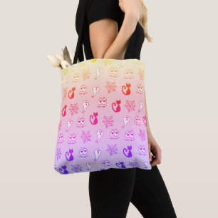 Ghost, Spiderwebs and Black Cats Rainbow Tote Bag