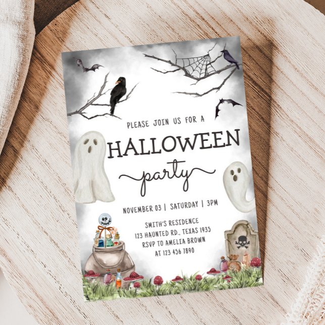 Ghost Spooky Halloween Party  Invitation (Spooky Ghost Halloween Party)