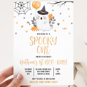 Ghost Spooky One Halloween Birthday Invitation