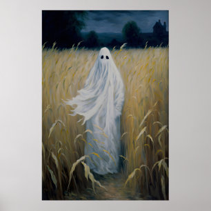 Ghost Standing in a Cornfield, Vintage Poster, Art Poster