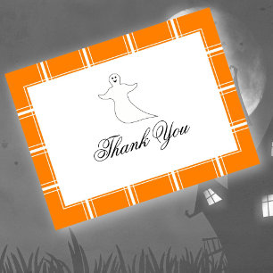 Ghost Thank You Halloween Orange Postcard
