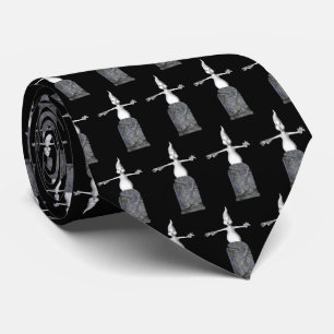 Ghost Tombstone Funny Halloween Tie