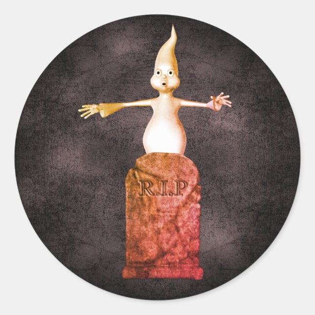 Ghost Tombstone Halloween Funny  Classic Round Sticker (Front)