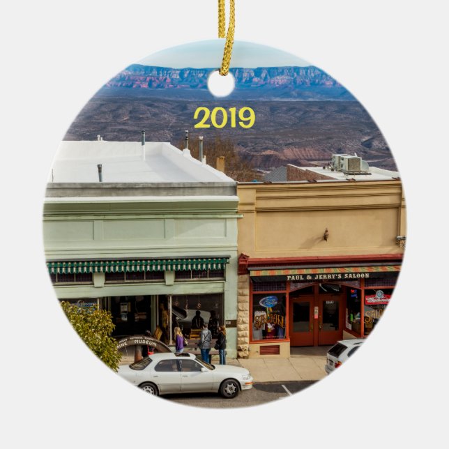 Ghost Town, Jerome, Arizona Ceramic Tree Decoration (Front)