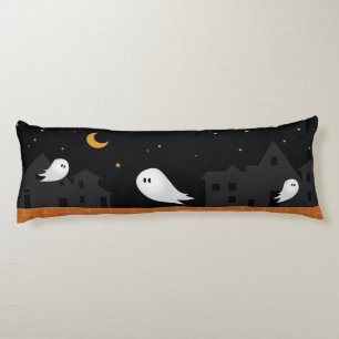 Ghost town spooky landscape in moonlight body cushion