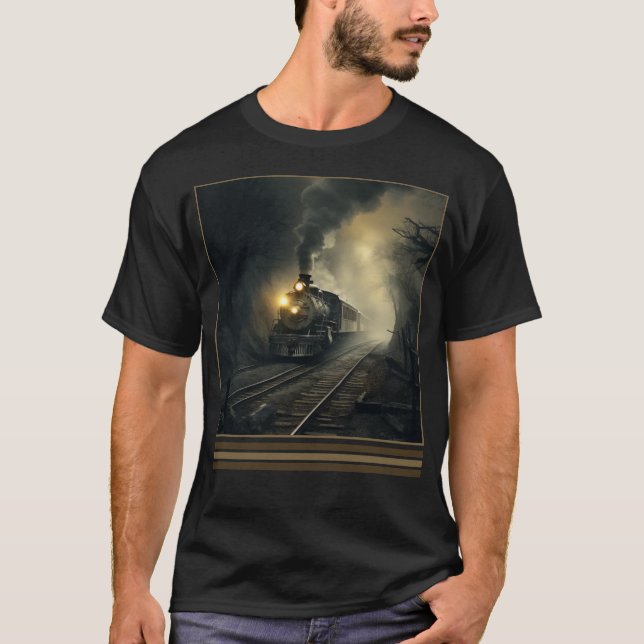 Ghost Train Vintage Gothic Halloween T Shirt (Front)