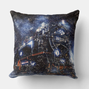 Ghost Train Vintage Locomotive Cushion