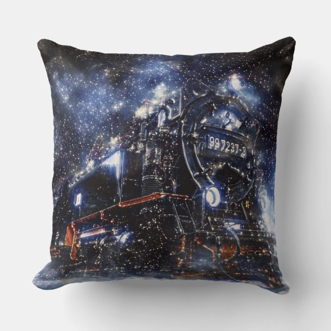 Ghost Train Vintage Locomotive Cushion (Front)
