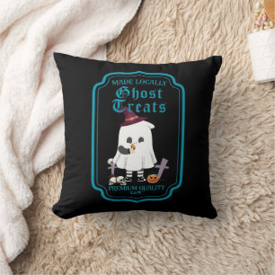 GHOST TREATS MADE LOCALLY funny halloween Cushion