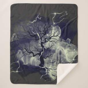 Ghost tree sherpa blanket