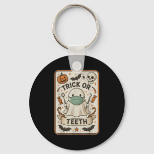 Ghost Trick Or Teeth Dental Tarot Card Halloween D Key Ring