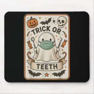 Ghost Trick Or Teeth Dental Tarot Card Halloween D Mouse Mat