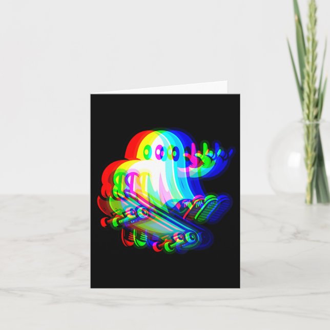Ghost Trippy Vaporwave Halloween Techno Rave Edm M Card (Front)