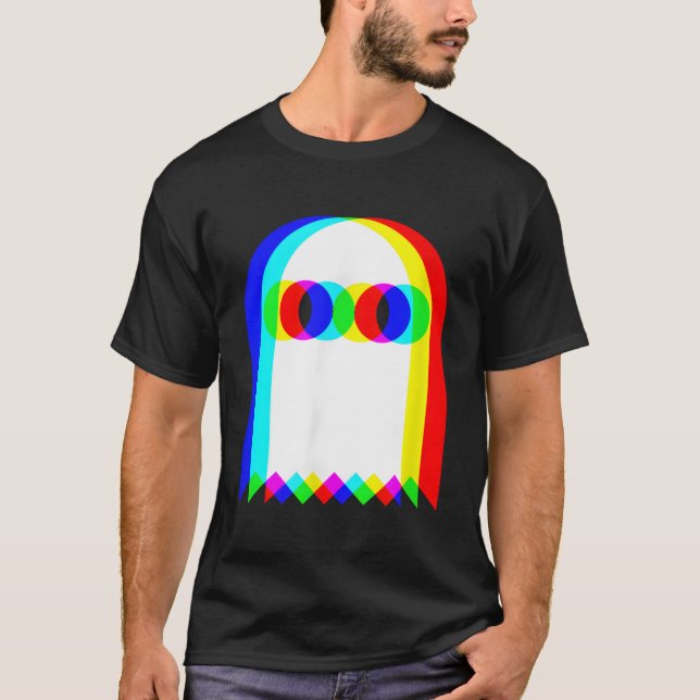 Ghost Trippy Vaporwave Halloween Techno Rave Edm M T-Shirt (Front)