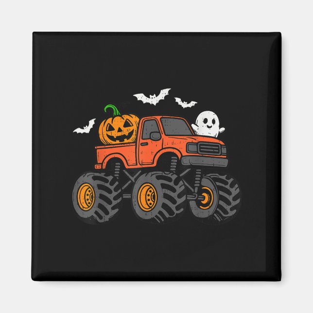 Ghost Truck Pumpkin Halloween Costume Boys Toddler Magnet (Front)