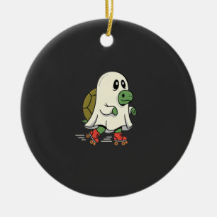 Ghost Turtle Roller Skates Halloween Design_1 Ceramic Tree Decoration