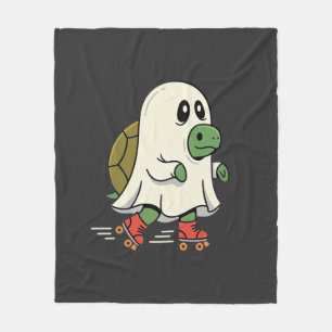 Ghost Turtle Roller Skates Halloween Design_1 Fleece Blanket