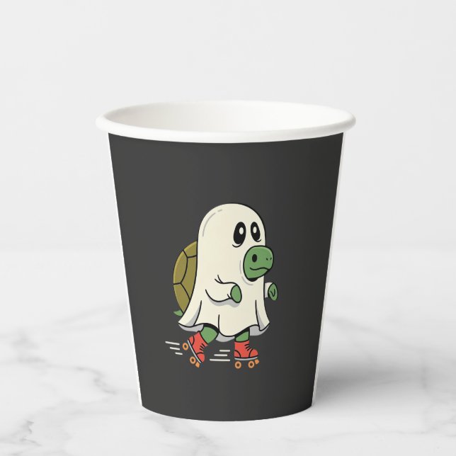 Ghost Turtle Roller Skates Halloween Design_1 Paper Cups (Front)