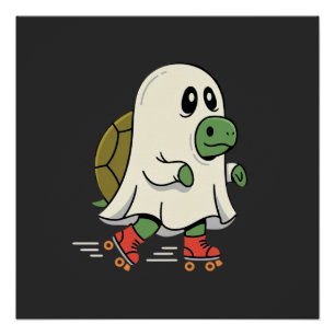 Ghost Turtle Roller Skates Halloween Design_1 Poster