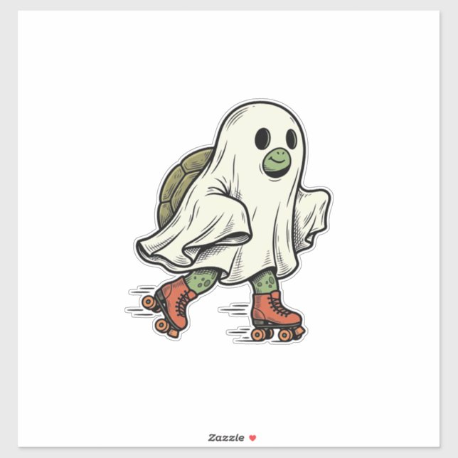 Ghost Turtle Roller Skating Vintage Halloween Desi (Sheet)