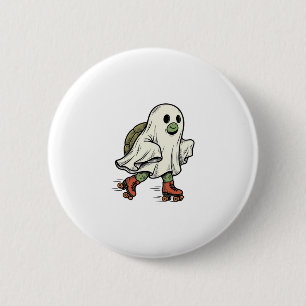 Ghost Turtle Roller Skating Vintage Halloween Desi 6 Cm Round Badge
