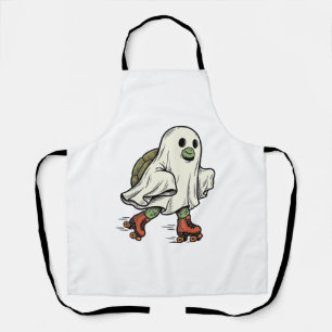 Ghost Turtle Roller Skating Vintage Halloween Desi Apron