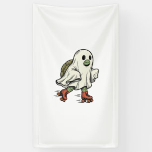 Ghost Turtle Roller Skating Vintage Halloween Desi Banner