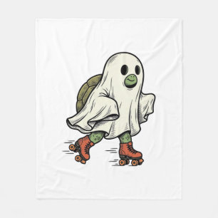 Ghost Turtle Roller Skating Vintage Halloween Desi Fleece Blanket