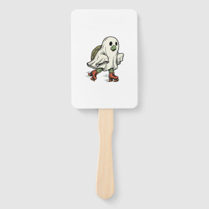 Ghost Turtle Roller Skating Vintage Halloween Desi Hand Fan