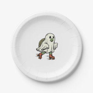Ghost Turtle Roller Skating Vintage Halloween Desi Paper Plate