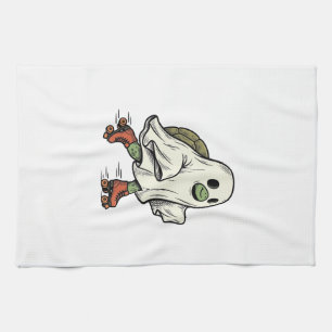Ghost Turtle Roller Skating Vintage Halloween Desi Tea Towel