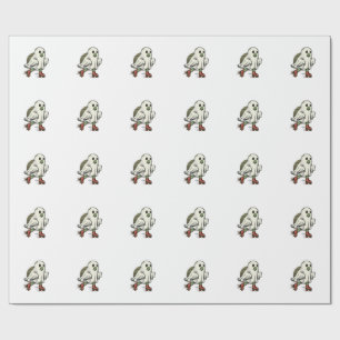 Ghost Turtle Roller Skating Vintage Halloween Desi Wrapping Paper