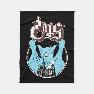 Ghost Vintage Halloween Meow Cat Friend Rock Ghost Fleece Blanket