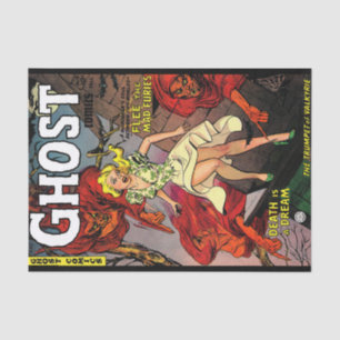 Ghost Vintage Horror Comics Red Ghouls Decoupage Tissue Paper