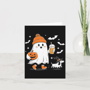 Ghost Walking Dachshund Spooky Season Halloween Card