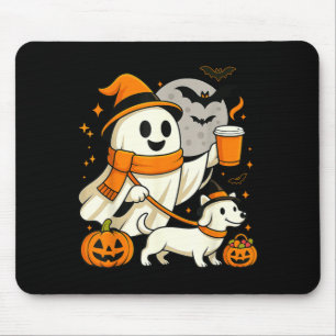 Ghost Walking Dachshund Spooky Season Halloween Mouse Mat
