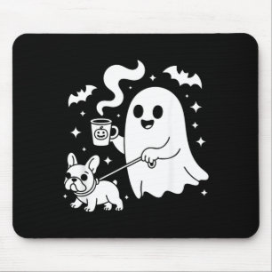 Ghost Walking Dog French Bulldog Coffee Halloween Mouse Mat