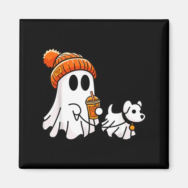 Ghost Walking Dog Funny Halloween Costume Magnet (Front)