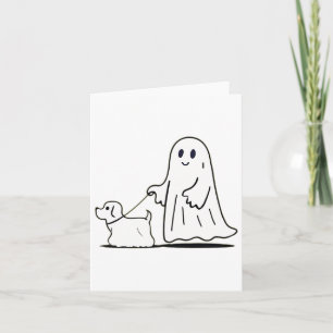 Ghost Walking Dog Ghostie Funny Halloween Dog Love Card
