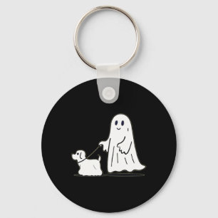 Ghost Walking Dog Ghostie Funny Halloween Dog Love Key Ring