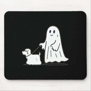 Ghost Walking Dog Ghostie Funny Halloween Dog Love Mouse Mat